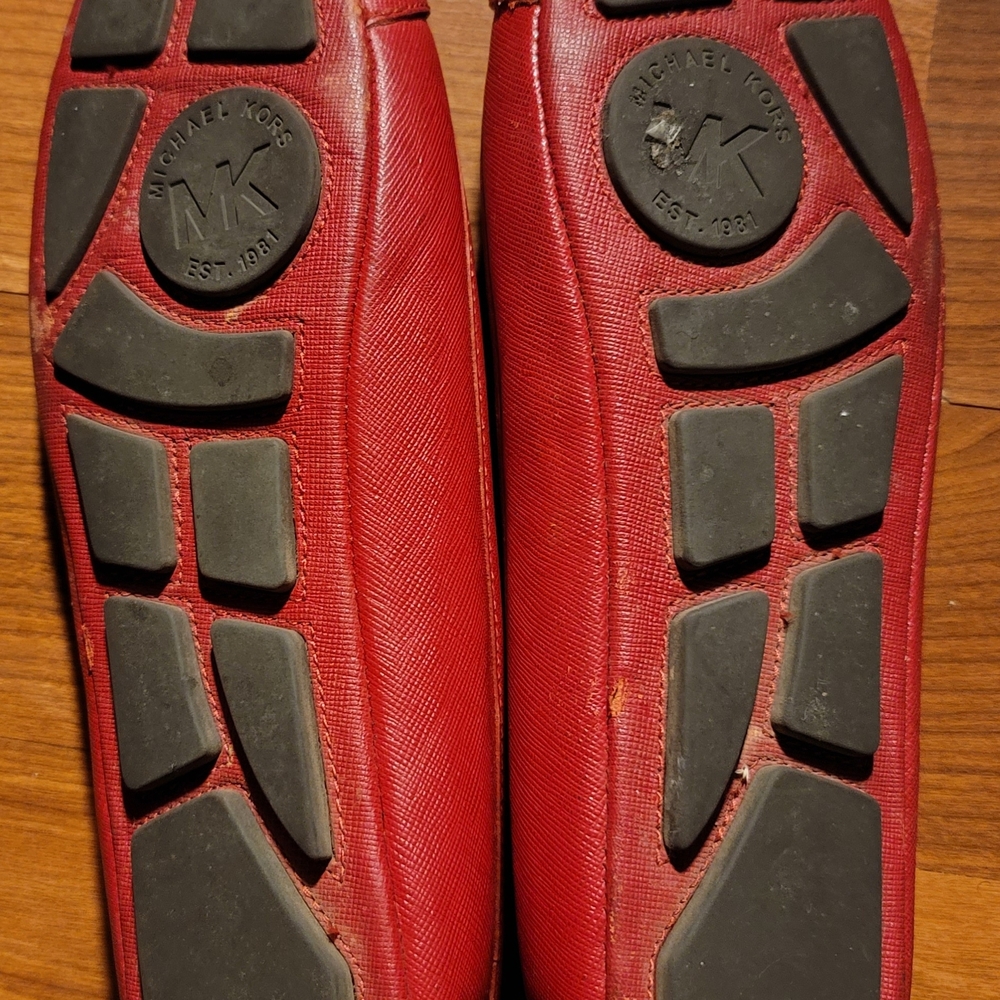 Michael Kors Red Loafers with Black Soles